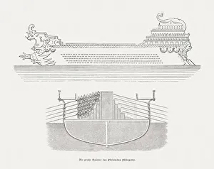 Flagship 'Thalamegos' of Ptolemy Philopator (245-204 BC), woodcuts, published 1885 Flagship 'Thalamegos' of Ptolemy Philopator (245-204 BC), woodcuts, published 1885