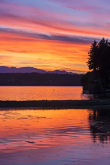 Fletcher Bay at sunset, Olympics and Kitsap Peninsula, Bainbridge Island, Washington State Fletcher Bay at sunset, Olympics and Kitsap Peninsula, Bainbridge Island, Washington State