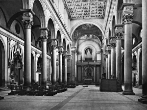 <b class=qtipBold><figcaption>Florentine Church</figcaption></b><br>circa 1950: The nave of the church of San Lorenzo, Florence, designed by the Renaissance architect Filippo Brunelleschi (Photo by Hulton Archive/Getty Images) Florentine Church
