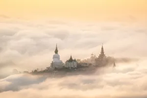 <b class=qtipBold><figcaption>Fog over Big Buddha statue</figcaption></b><br>morning view point with mountain mist and Big Buddha statue in thailand<br><em>© This content is subject to copyright.</em> Fog over Big Buddha statue