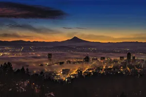Fog rolling in at dawn over the city of Portland Fog rolling in at dawn over the city of Portland