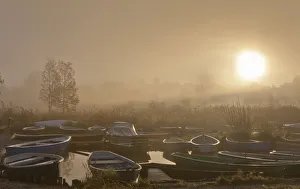 Fog at Staffelsee Lake with Woerth Island near Seehausen, Murnau, Upper Bavaria, Bavaria Fog at Staffelsee Lake with Woerth Island near Seehausen, Murnau, Upper Bavaria, Bavaria