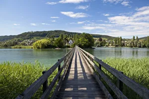 Footbridge to Werd island near Stein am Rhein, Lake Constance, Switzerland, Europe, PublicGround Footbridge to Werd island near Stein am Rhein, Lake Constance, Switzerland, Europe, PublicGround