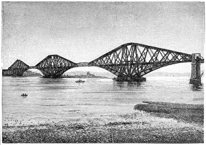 <b class=qtipBold><figcaption>Forth Bridge near Edinburgh</figcaption></b><br>Antique illustration of a Forth Bridge near Edinburgh<br><em>© Nikola Nastasic</em> Forth Bridge near Edinburgh
