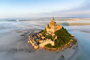 France from the sky : Mont Saint-Michel during the sunrise France from the sky : Mont Saint-Michel during the sunrise