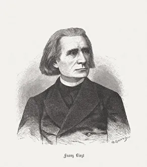 Franz Liszt (1811-1886), Hungarian composer, wood engraving, published in 1887 Franz Liszt (1811-1886), Hungarian composer, wood engraving, published in 1887