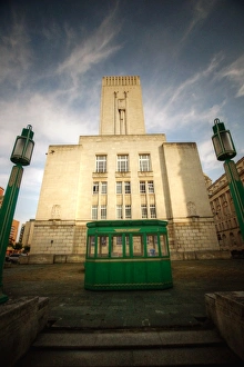 George's Dock Art Deco Ventilation and control station building close up at sunset George's Dock Art Deco Ventilation and control station building close up at sunset