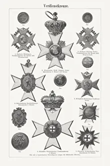 German Crosses of Merit, wood engravings, publisged in 1897 German Crosses of Merit, wood engravings, publisged in 1897