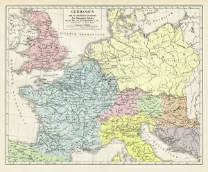 Etching Gallery: Germany and the northern provinces of the roman empire map 1895