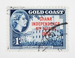 Ghanaian Independence Day stamp showing portrait of Queen Elizabeth II