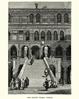 Giants Staircase of the Doges Palace in Venice, 19th Century Giants Staircase of the Doges Palace in Venice, 19th Century