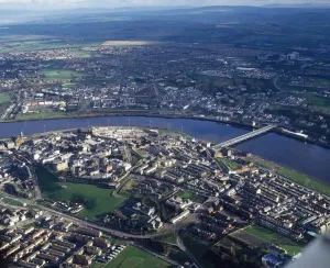 Derry Prints: Derry City Aerial Print including Foyle Bridge