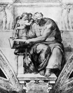 Prints of Circa 1512, The Cumaean Sibyl by Michelangelo, in the Sistine Chapel, Rome. (Photo by Rischgitz/Getty Images) Vatican City Prints: Print of The Cumaean Sibyl by Michelangelo