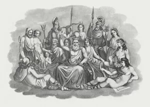 Images Dated 13th April 2013: Gods of Greek Mythology, lithograph, published in 1852