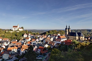 Goessweinstein with castle and Heilige Dreifaltigkeit or Holy Trinity pilgrimage church Goessweinstein with castle and Heilige Dreifaltigkeit or Holy Trinity pilgrimage church