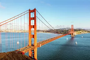 Sailboat Gallery: Golden gate bridge and bay, San Francisco, USA