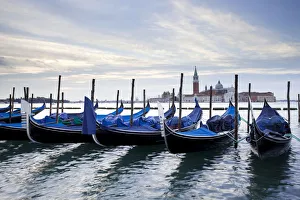 Gondolas and San Giorgio Maggiore at back, from St. Marks Square, Venice, Venezien, Italy Gondolas and San Giorgio Maggiore at back, from St. Marks Square, Venice, Venezien, Italy