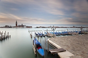 Gondolas and San Giorgio Maggiore from St Marks Square, Venice, Venezien, Italy Gondolas and San Giorgio Maggiore from St Marks Square, Venice, Venezien, Italy