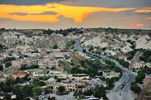 Goreme village in the twilight, Cappadocia, Turkey Goreme village in the twilight, Cappadocia, Turkey