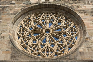 Gothic rose window of the parish church of St John, 14th century, Osnabruck, Lower Saxony, Germany Gothic rose window of the parish church of St John, 14th century, Osnabruck, Lower Saxony, Germany