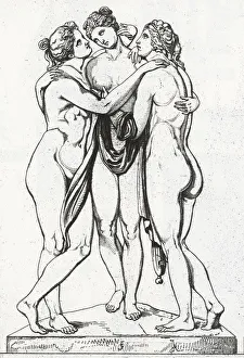 <b class=qtipBold><figcaption>The Three Graces Engraving</figcaption></b><br>Engraved illustrations of Neoclassic Sculpture from Iconographic Encyclopedia of Science, Literature and Art, Published in 1851. Copyright has expired on this artwork. Digitally restored.<br><em>© Craig McCausland</em> The Three Graces Engraving