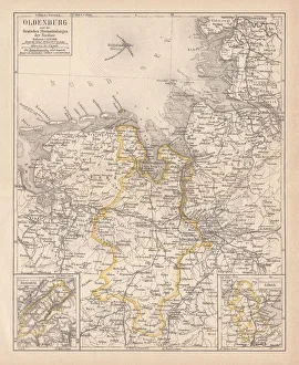 Grand Duchy of Oldenburg, litograph, published in 1877 Grand Duchy of Oldenburg, litograph, published in 1877