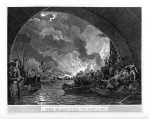 Great Fire of London, English Victorian Engraving, 1806 Great Fire of London, English Victorian Engraving, 1806