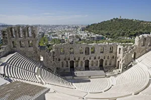 Greece, Athens, Acropolis, Odeon of Herodes Atticus, elevated view Greece, Athens, Acropolis, Odeon of Herodes Atticus, elevated view