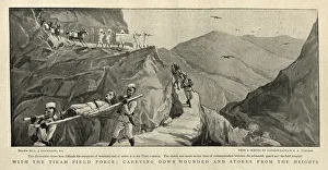 Gurkhas carrying wounded soldiers of the Tirah Field Force during the Tirah campaign 19th Gurkhas carrying wounded soldiers of the Tirah Field Force during the Tirah campaign 19th