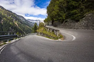 Hairpin, Splugen pass road, Sondrio province, Lombardy, Italy Hairpin, Splugen pass road, Sondrio province, Lombardy, Italy