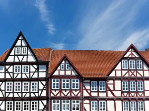 Half-timbered houses in the market square of Eschwege, Werra-Meissner district, Hesse Half-timbered houses in the market square of Eschwege, Werra-Meissner district, Hesse