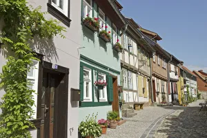 Half-timbered houses, Schlossberg or castle hill, Quedlinburg, Saxony-Anhalt, Germany Half-timbered houses, Schlossberg or castle hill, Quedlinburg, Saxony-Anhalt, Germany