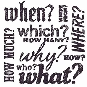 Inspirational Art Quote Collection: Hand Drawn Question Words On White