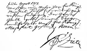 Handwriting of Hans Joachim von Zieten, general and confidante of Frederick the Great Handwriting of Hans Joachim von Zieten, general and confidante of Frederick the Great