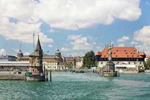 Harbour entrance of Constance with the Imperia statue created by Peter Lenk, Lake Constance Harbour entrance of Constance with the Imperia statue created by Peter Lenk, Lake Constance