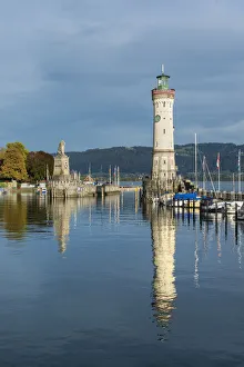 Harbour of Lindau with a lighthouse, Lake Constance, Lake Constance, Lindau - Bodensee Harbour of Lindau with a lighthouse, Lake Constance, Lake Constance, Lindau - Bodensee