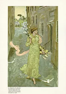 <b class=qtipBold><figcaption>Herald of Spring</figcaption></b><br>Vintage lithograph of A Herald of Spring, after the water colour by Walter Crane. 1898<br><em>© duncan1890</em> Herald of Spring
