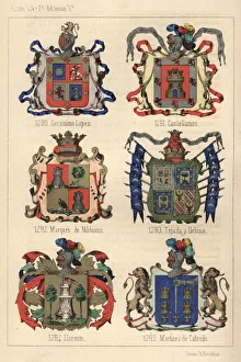 Heraldry, Coats of Arms of Spain, 19th Century Heraldry, Coats of Arms of Spain, 19th Century