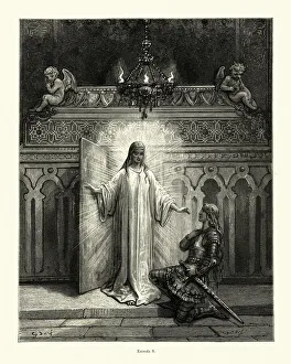 Hero knight receiving blessings from saint. Orlando Furioso Hero knight receiving blessings from saint. Orlando Furioso