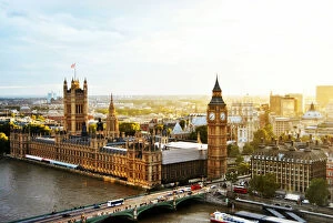 Clock Tower Gallery: High Angle View Of Westminster Bridge By Big Ben Against Sky