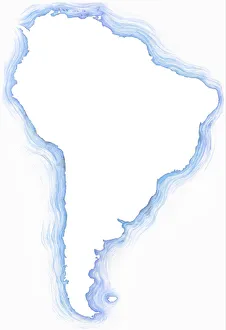 Highly detailed hand-drawn map of Argentina within the outline of South America with a Highly detailed hand-drawn map of Argentina within the outline of South America with a