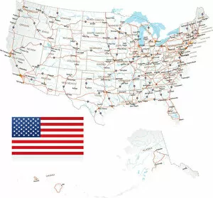 Flag Gallery: Highly detailed USA Road Map