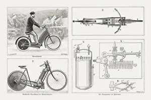 Hildebrand & WolfmAOEller motorcycle from 1894, Germany, woodcuts, published 1895 Hildebrand & WolfmAOEller motorcycle from 1894, Germany, woodcuts, published 1895