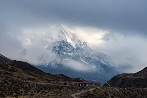 Top of himalayan mountain range with sunrise Top of himalayan mountain range with sunrise