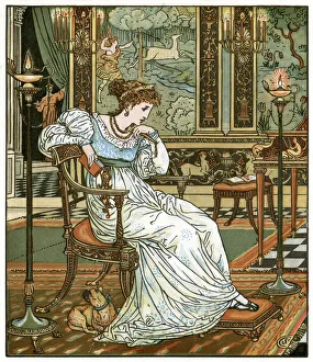 <b class=qtipBold><figcaption>Hind in the Wood</figcaption></b><br>Vintage lithograph from the story of the Hind in the Wood, by Walter Crane. 1898<br><em>© duncan1890</em> Hind in the Wood