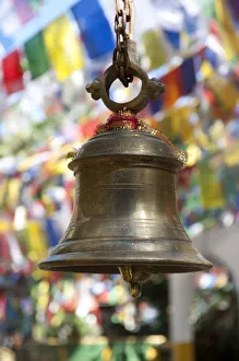 Hinduism, bell, colourful prayer flags, Mahakal Hindu Temple, Observatory Hill Hinduism, bell, colourful prayer flags, Mahakal Hindu Temple, Observatory Hill