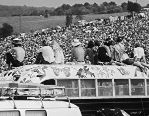 Black & White Prints: Hippy Bus at the Woodstock Music Festival 1969