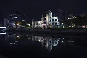 Hiroshima Genbaku Atomic Bomb Dome at night Hiroshima Genbaku Atomic Bomb Dome at night
