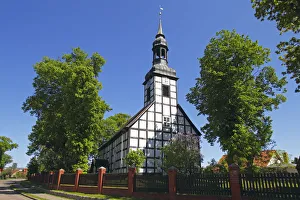 Historic timber-framed church in Ahlbeck, Ahlbecker Dorfkirche, build in 1754, Ahlbeck Historic timber-framed church in Ahlbeck, Ahlbecker Dorfkirche, build in 1754, Ahlbeck