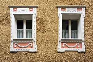 Historic windows, Berchtesgaden, Berchtesgadener Land District, Upper Bavaria, Bavaria Historic windows, Berchtesgaden, Berchtesgadener Land District, Upper Bavaria, Bavaria